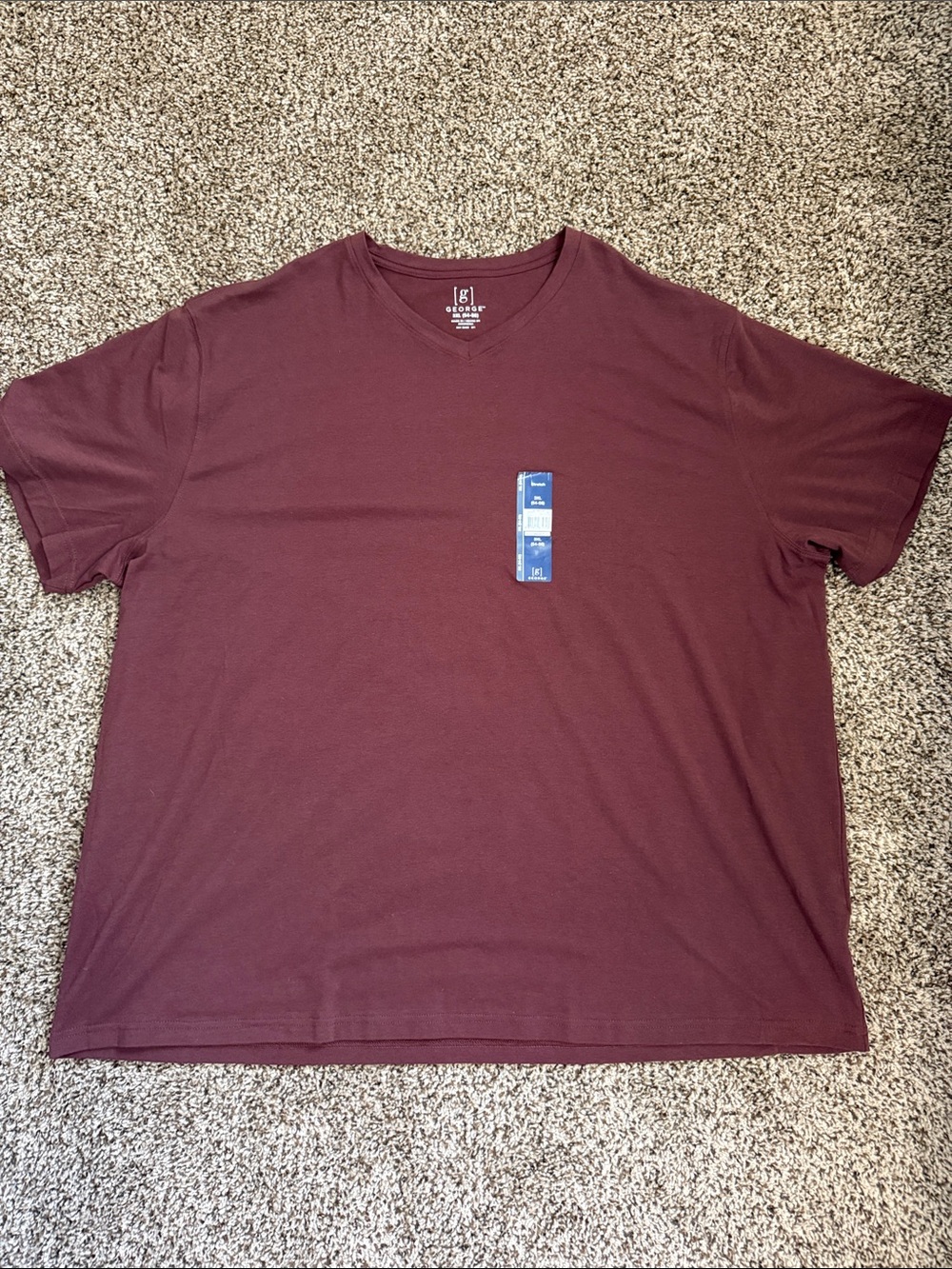 Mens 3XL Plain T Shirt George Short Sleeve V Neck Tee Stretch New Casual